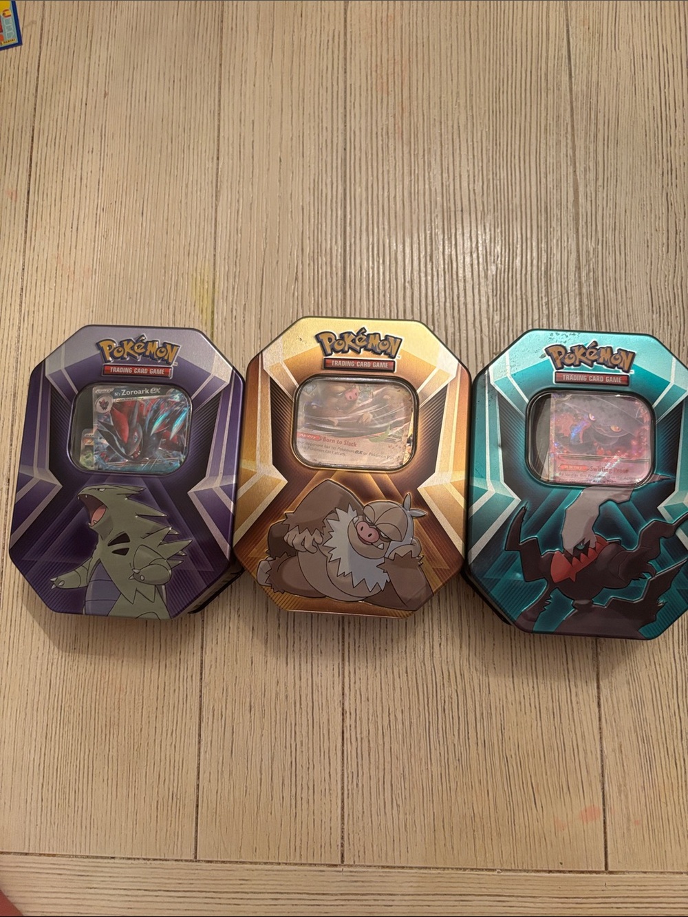 3 Pokemon Tins with Cards